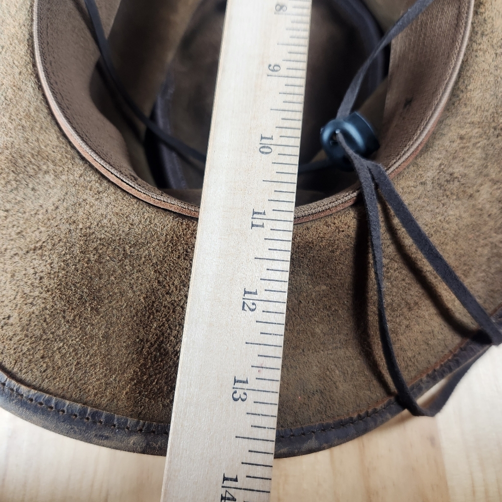 OUTBACK TRADING CO Cowboy Hat Men's Medium Brown Oiled Leather Cheyenne Western - Picture 5 of 12